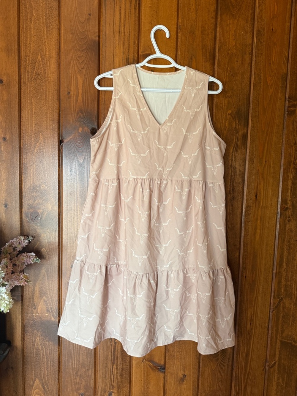 Source Unknown Blush Pink V-Neck Tiered Midi Dress